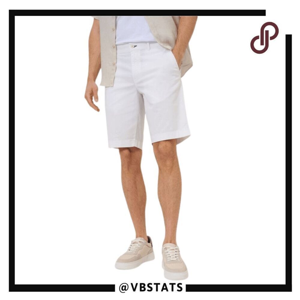 Brax Men's‎ Bari Casual Flat-Front Cotton Flex Twill Bermuda White Size 40x34